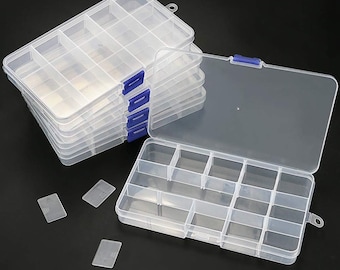 5 Pack 15 Grids Clear Bead Storage Containers