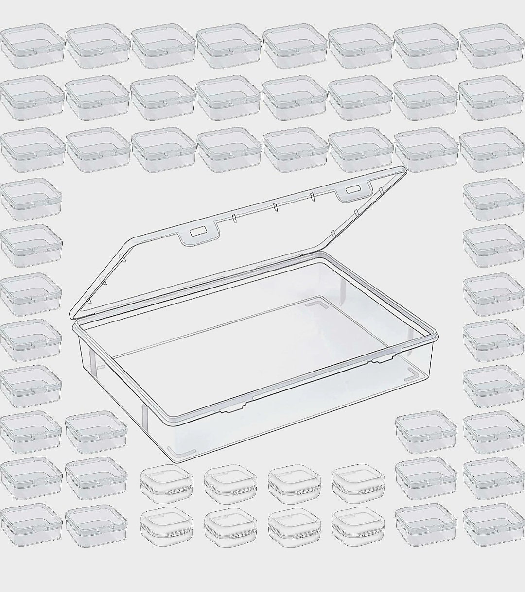 36 /54pcs Mixed Sizes Mini Clear Plastic Containers for Bead Organizer