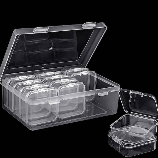 12 Pieces Small Clear Plastic Beads Storage Container and Organizer