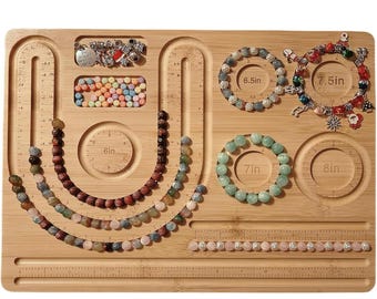 Wooden Bead Design Board for Jewelry Making,Jewelry Making Tray for Bracelets and Necklaces