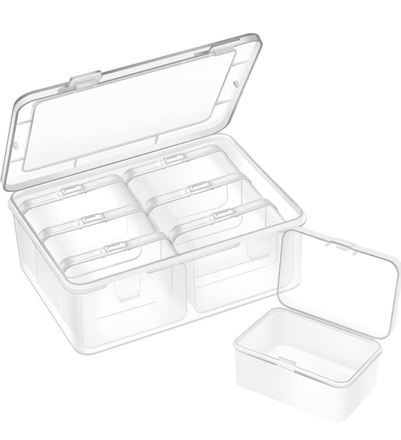 7 Pcs Clear Plastic Bead Organizers and Storage With Hinged Lid