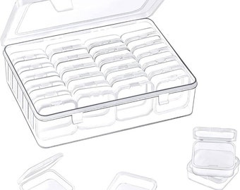 28Pcs Bead Organizer and Storage Small Transparent Plastic Containers with Lids