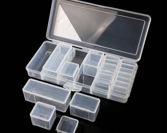 20 Grids Clear Plastic Bead Organizers and Storage with Hinged Lid, Diamond Painting Storage