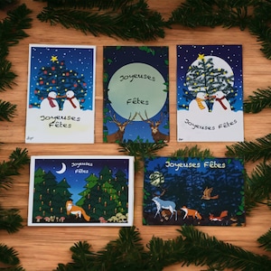 5 cartes de voeux "Bonnes fêtes"