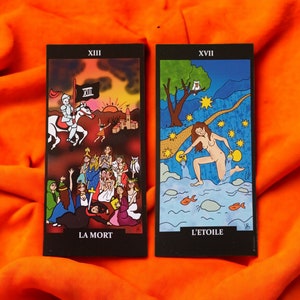 Carte arcane tarot "L'étoile" et "La mort" r/v