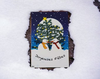 Carte de voeux bonhommes de neige