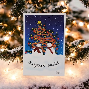 Carte de voeux Bonhomme de neige "Joyeux Noël"