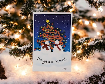 Carte de voeux Bonhomme de neige "Joyeux Noël"