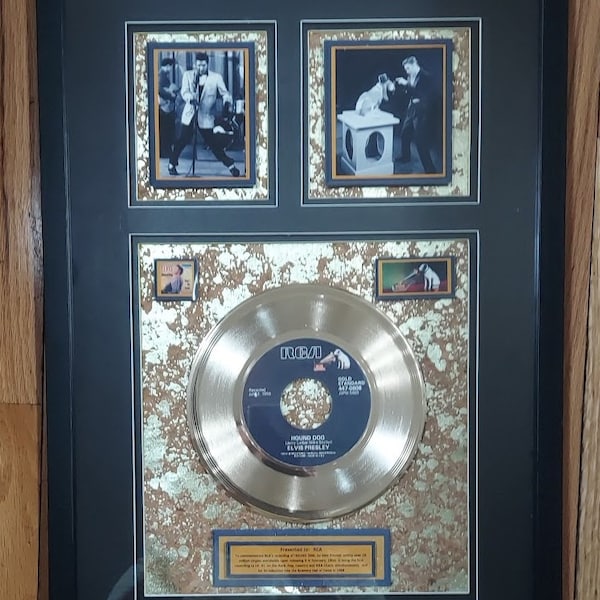 Elvis Presley   HOUND DOG   Gold Record Award  21" X 15"  Shadow Box  AUTHENTIC