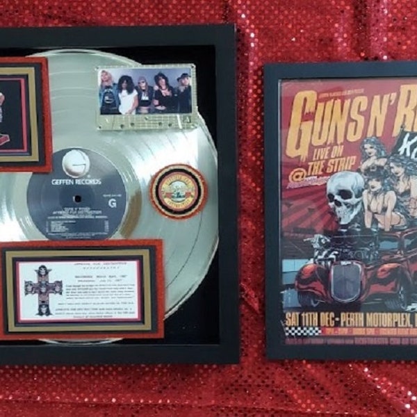 Guns N' Roses  APPETITE FOR DESTRUCTION  Plat Award + Concert Flyer