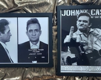 Johnny Cash @ San Quentin & Folsom Prison - 2 ICONIC photos