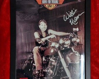 Willie Nelson HAND-SIGNED &quot;Willie Born For Trouble&quot;  Photo (RARE) 1990
