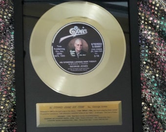 George Jones HE STOPPED LOVING Her Today (Gold framed 45) + Story