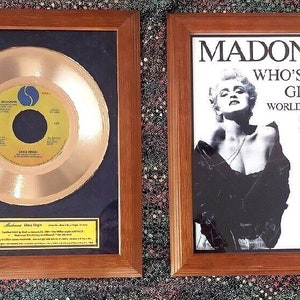 Madonna  LIKE A VIRGIN  Gold Record Award + Paris Concert Flyer framed