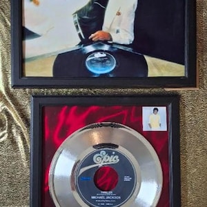 Michael Jackson THRILLER 45 single AWARD + Memorial Photo