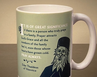 Elder Thaddeus of Vitovnica 15 oz. "Pray Always" Mug: Saints of the Orthodox Church