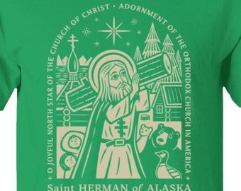 St. Herman of Alaska Youth "Joyful North Star" T-shirt: Saints of the Orthodox Church