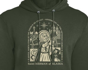 St. Herman of Alaska "Joyful North Star" Fleece Hoodie:  Saints of the Orthodox Church