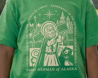 St. Herman of Alaska Youth "Joyful North Star" T-shirt: Saints of the Orthodox Church