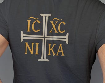 IC XC NIKA "Jesus Christ, Conqueror" 2-Sided Orthodox Christian T-shirt