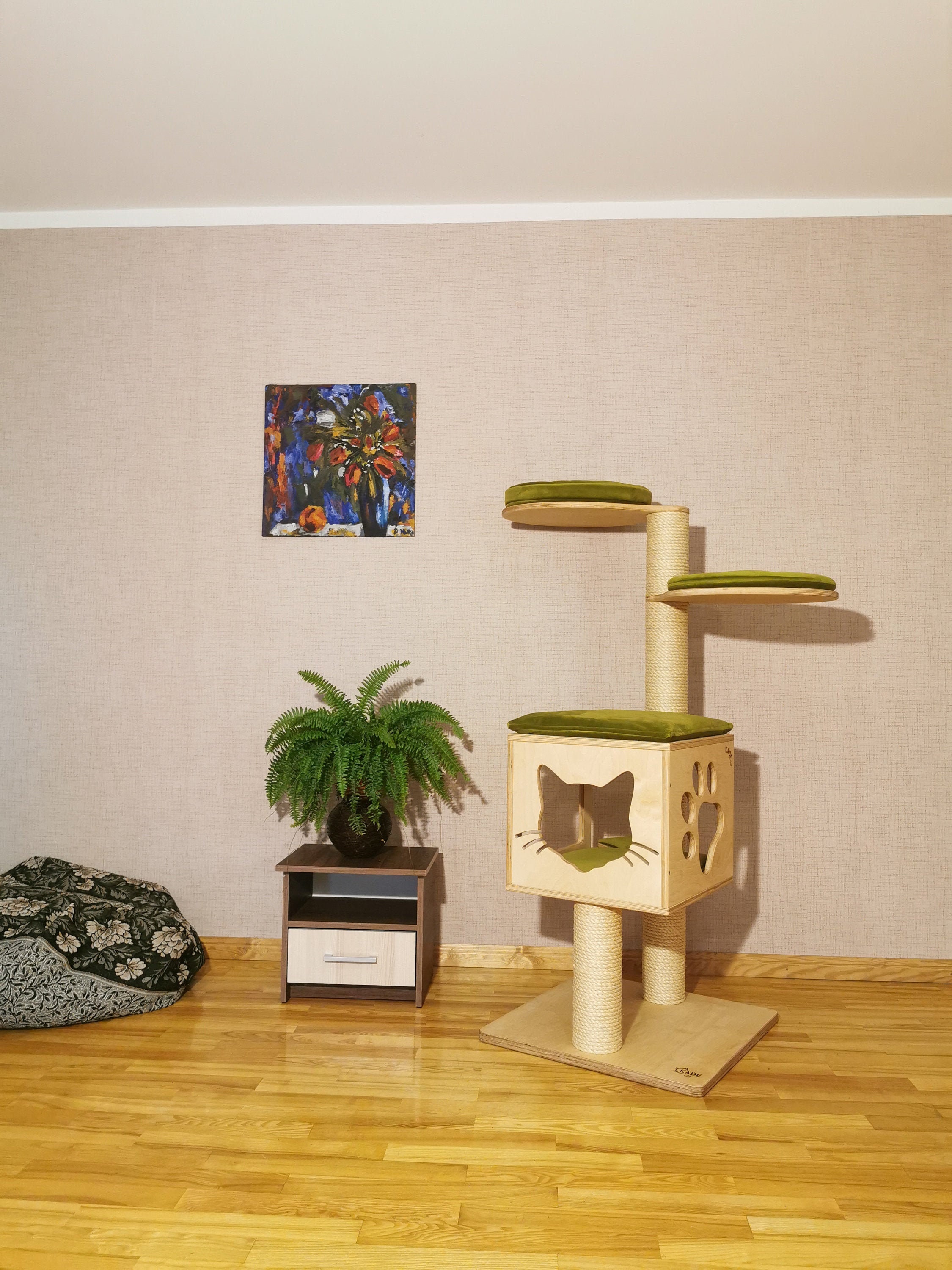 Deluxe Cat Tree Modern Cat Tower Featuring 2 Super Large Etsy