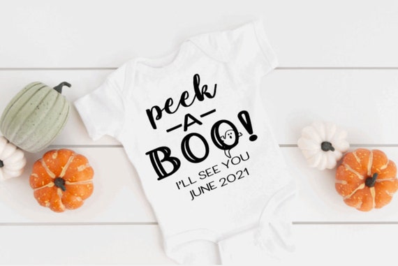 Halloween Baby Announcement Onesie Peek a boo Onesie