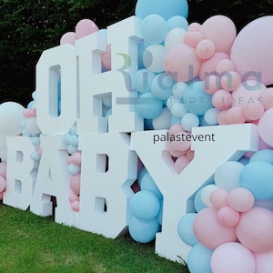 Oh baby letras gigantes, letras de baby foam para revelación de género, letras baby shower xxl, niño o niña, fiesta de revelación de género