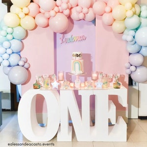 Mesa de letras uno, letras gigantes de poliestireno, primer cumpleaños del bebé, soporte para pasteles