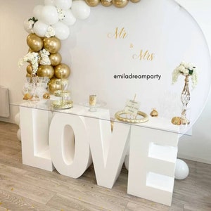 Love giant letters, styrofoam letter table for wedding, wedding cake support