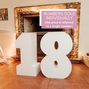 Single Giant numbers height cm 80, table base, party decorations