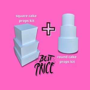 Kit 2 styrofoam cake props, foam cylinders, cake base support, pillar for events, birthday plinth