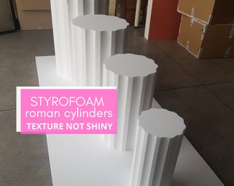 Kit 4 roman stackable cylinders, birthday pillars, cake stands, white pedestal