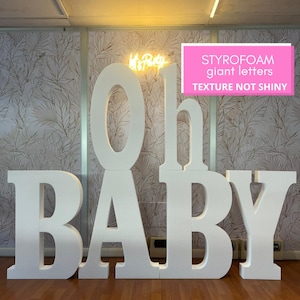 Oh baby, letras gigantes, letras de espuma para baby shower, fiesta de revelación de género, niño o niña, ideas de decoración