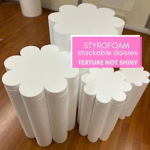 Daisy cylinder stand, pedestal,white plinth, styrofoam cylinder, cake stand
