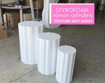 Kit 3 roman stackable cylinders, birthday pillars, cake stands, white pedestal