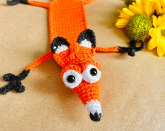 Crochet Fox Bookmark – Cute Amigurumi Animal Page Holder – Handmade Gift for Book Lovers, Kids, Friends – Knitted Fox