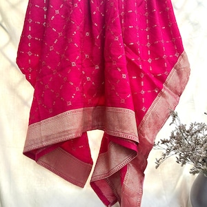 Blush Radiance: Pink Designer Dupatta with Elegant Sippi Work