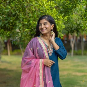 Organza Dupatta With Intricate Border Work I Traditional Indian Dupatta
