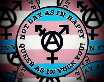 Trans Rights Anarchy Symbol Queer Vinyl Sticker