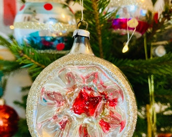 Set de 3 boules de verre de décoration de sapin de Noël vintage