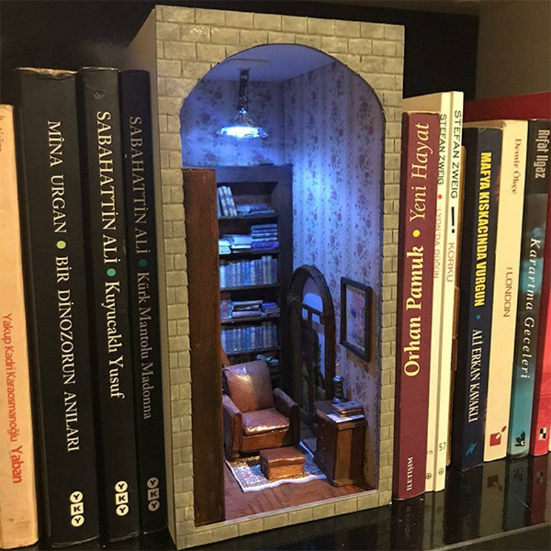 Library Book Nook Book Shelf Insert Booknook Magic Diorama Etsy