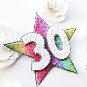 Rainbow Glitter Birthday Badge, Birthday Gift