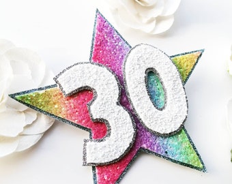 Rainbow Glitter Birthday Badge, Birthday Gift