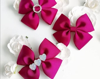 Large/Med/Small Burgundy Bow, School Clip, School Hair Accessories, Party Dress, Gifts for Girls