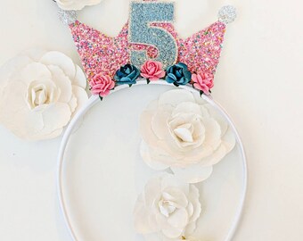 Geburtstags-Stirnband & Abzeichen Für 5-jährige Mädchen – Pink, Glitzernd, Mit '5', Für Prinzessinnen-Partys