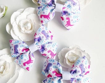 Lilac and Pink Dinosaur Bow, Dinosaur Party, Gifts for Girls, Dinosaur Gift for Girls, Dinosaur Party Favours