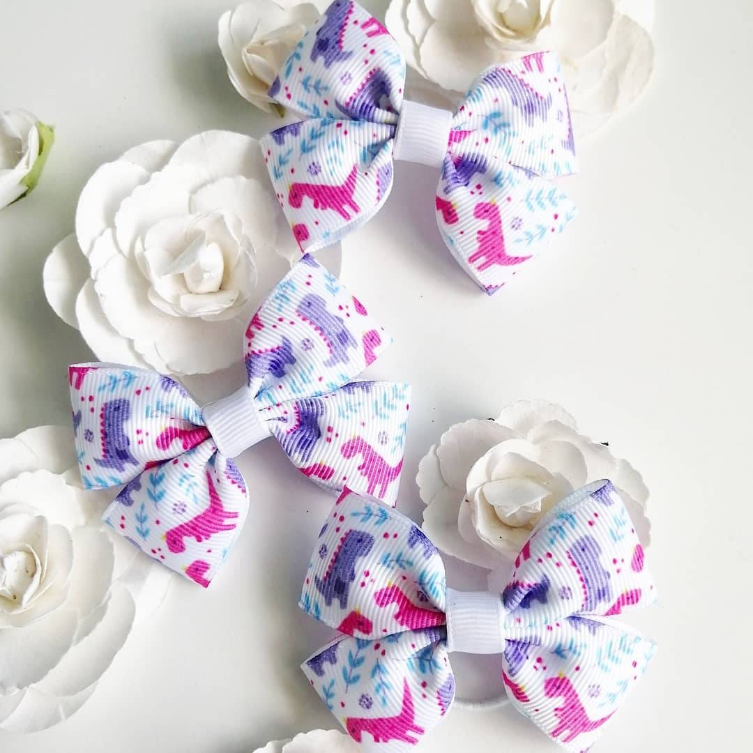 Lilac and Pink Dinosaur Bow, Dinosaur Party, Gifts for Girls, Dinosaur Gift for Girls, Dinosaur Party Favours