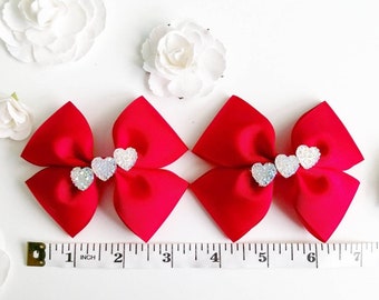 Large/Med/Small Red Bow, School Clip, School Hair Accessories, Party Dress, Gifts for Girls