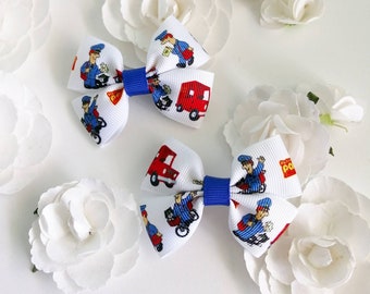 Postman Pat Inspired Bow, Postman Pat Party, Party Favours For Girls, Gifts for Girls, Pigtail Bows, Small Bow
