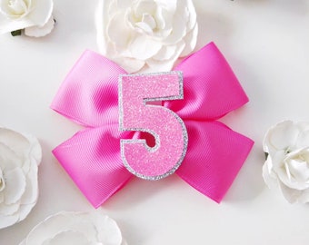 Large 5 inch Bright Pink Birthday Bow, Girls Party Bow, Girls Birthday Gift